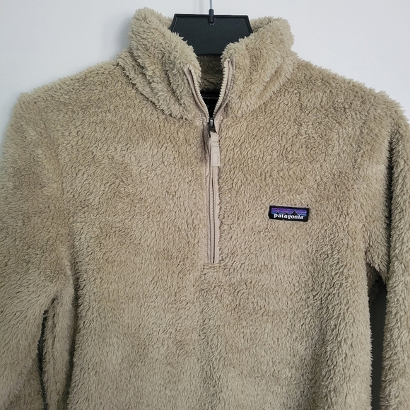 Patagonia Worn Wear Pullover Medium Tan Fleece Women’s 1/4 Zip Sherpa Jacket - Picture 4 of 11